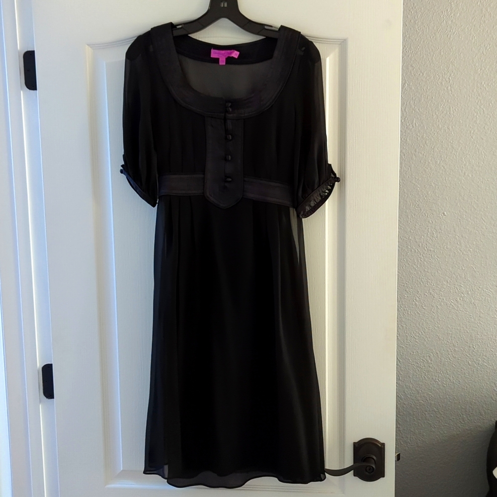 Black silk empire waist dress Calypso
